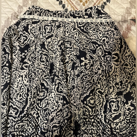 Chico's Skirt Womens black/White Paisley Sequin Silk Cotton Midi Lined Zip. Sz 2 - Picture 5 of 13